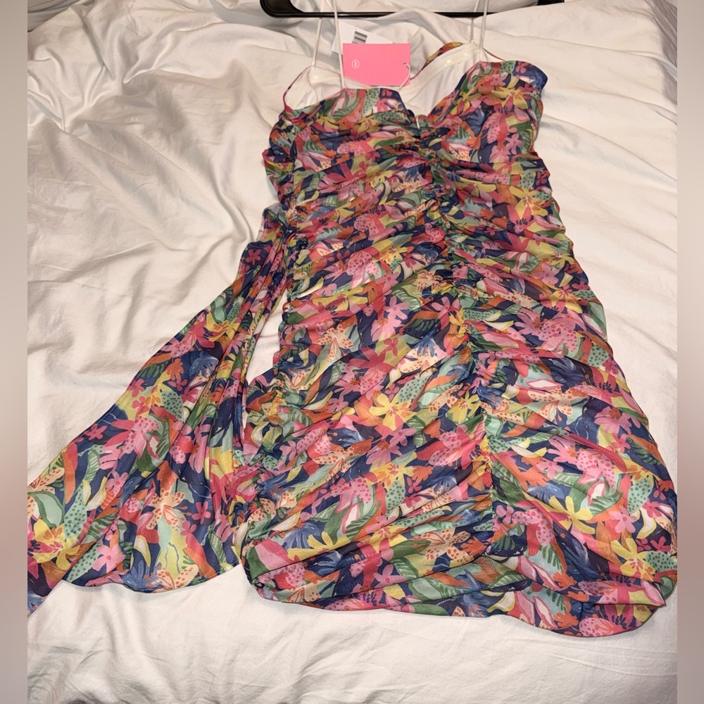 Amanda Uprichard Anja Strapless Ruched Mini Dress Paradiso Large NWT - Picture 6 of 14